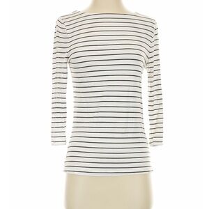 a new day brown and white Striped 3/4 Sleeve Tee in Cream and Brown